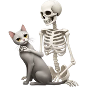 Skeleton petting cat sticker