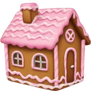 A pink gingerbread house sticker