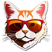 Cat with sunglasses sticker