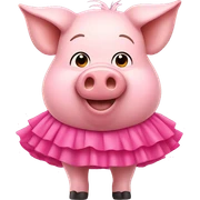Pig wearing a pink skirt sticker