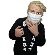 boy with mask in shadows sticker