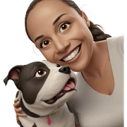 smiling girl with dog sticker
