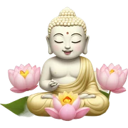 cute Buddha statue slight smile with lotus flower  sticker