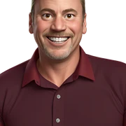 smiling boy in red shirt sticker