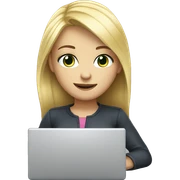 Blond hair blue eyes girl with laptop  sticker