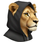 Lion wearing a black hoodie sticker