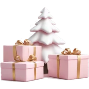 Light pink Christmas gifts under a white Christmas tree  sticker