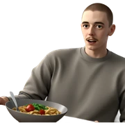 boy enjoying food indoors sticker