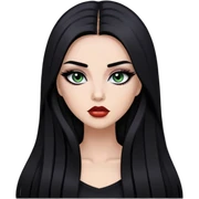 dark long straight hair, baddie,pretty, makeup, black eyeliner, long hair sticker