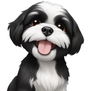 happy black and white shih tzu puppy and older black shi tzu brother sticker