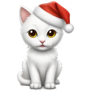Girl white kitten with Santa outfit  sticker