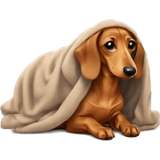 beige dachshund in cozy blanket  sticker