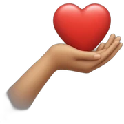 two hands holding a heart sticker