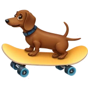 Brown wiener dog skate boarding sticker
