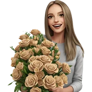 smiling girl with bouquet sticker