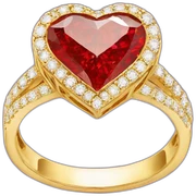 Red Diamond heart gold ring sticker