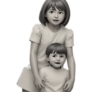 monochrome girl and boy portrait sticker