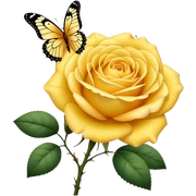 A yellow rose with a butterfly  sticker