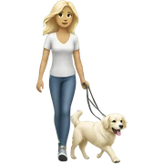 Woman walking a white golden retriever sticker