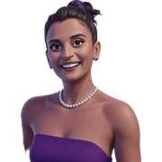 smiling girl in purple dress sticker