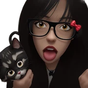 girl with cat and bow sticker