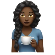 Black woman , long hair with a tea in the hand  sticker