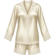 Cream silk pajamas with lace trim sticker