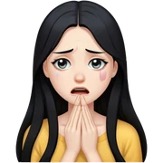 Pale girl with long black hair cry sticker