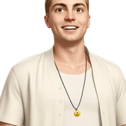 smiling boy in open shirt sticker