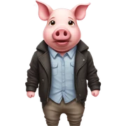 Pig wearing clothes sticker
