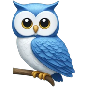 Blue and white owl sticker