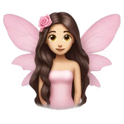 Beautiful, rose, fairy, pink, long dark brown hair, big wings, fair skin sticker