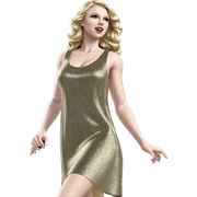 blonde girl in black dress sticker