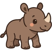 flat toon style baby rhino sticker