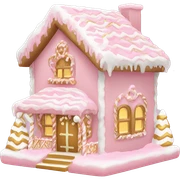 light pink and gold and white gingerbread house sticker