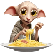 dobby eating carbonara sticker