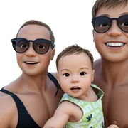 boys enjoying beach day sticker