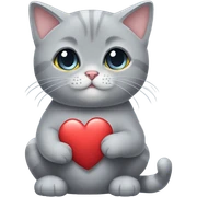Cute grey british short hsir cat holding love sticker