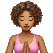 curly hair girl doing meditation wearing pink sticker