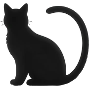 🐈Shadow of a cat, only the tail is visible, prominent and curved, minimalistic silhouette, on transparent background sticker