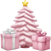 Light pink Christmas gifts under a white Christmas tree  sticker