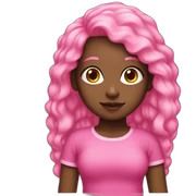 black girl with pink clothes and pink hair sticker