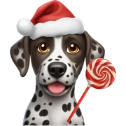 A brown Dalmatian holds a Christmas lollipop in his mouth sticker