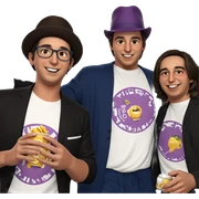 boys enjoying refreshments indoors sticker
