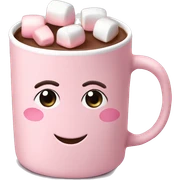 Light Pink mug of hot chocolate with marshmallows  sticker