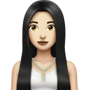 pale girl with long black hair bling sticker