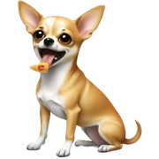 Chihuahua eating sticker