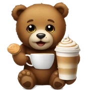 Teddy bear with latte sticker