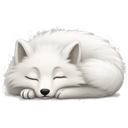 fluffy arctic fox sleeping sticker