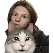 boy with cat indoors sticker